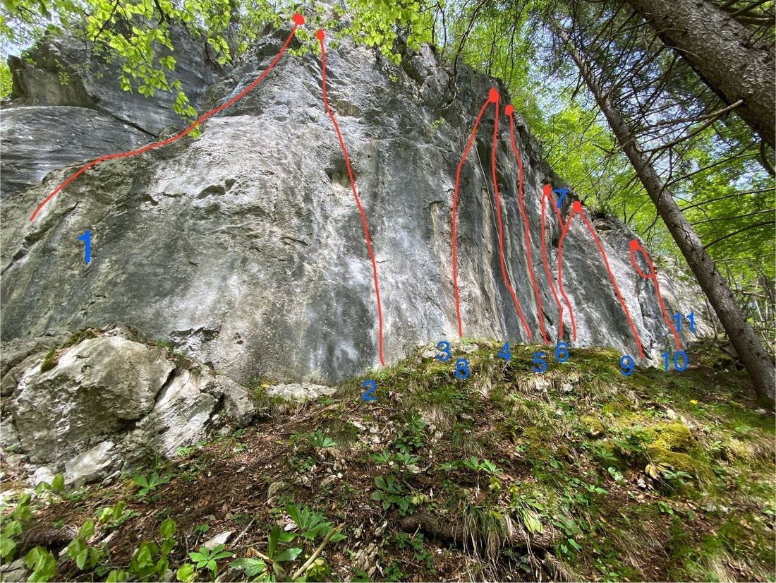 Falesia Coccau vicino a Tarvisio, arrampicata sportiva con esposizione sud
